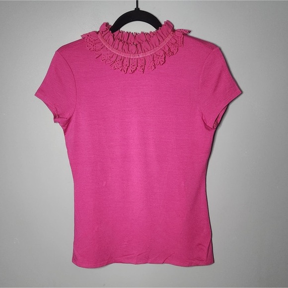 TED BAKER LONDON Ruffle Neck Pink Top - Size S - Picture 1 of 12
